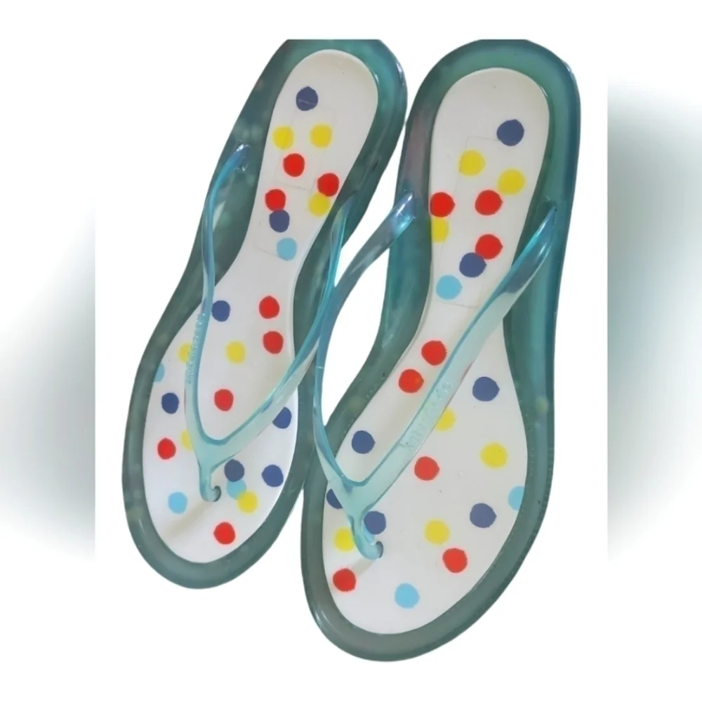 Kate Spade NY Colorful Polka Dots Jelly Flip Flop Sandals Sz 10